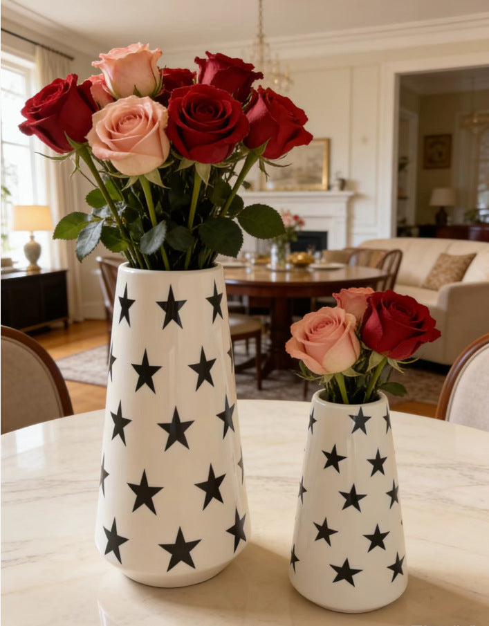 Chic Checkerboard Pattern Ceramic Vase Kalsten