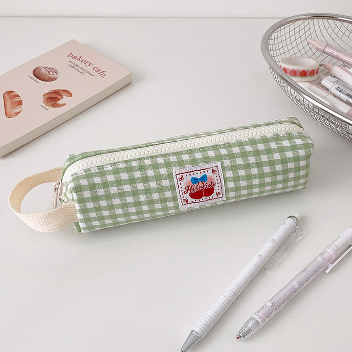 Vintage Checkered Pencil Case