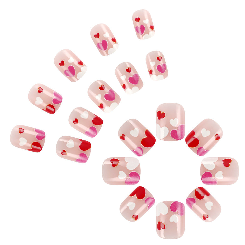 Heart-Decorated Press-On Nail Art Kalsten