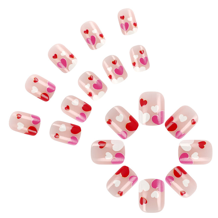 Heart-Decorated Press-On Nail Art Kalsten