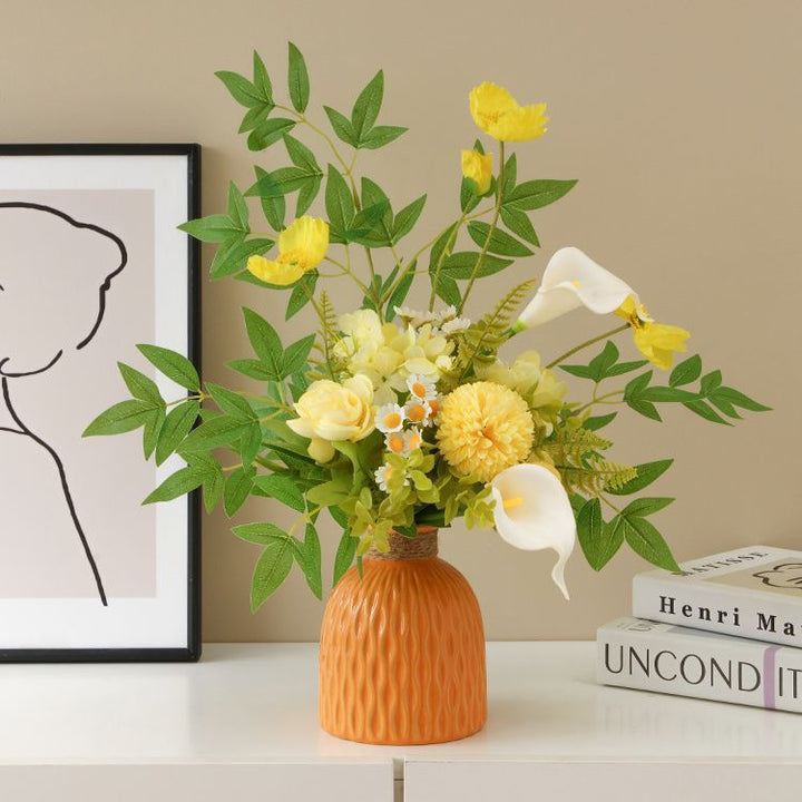 Lifelike Floral Arrangement with Decorative Vase