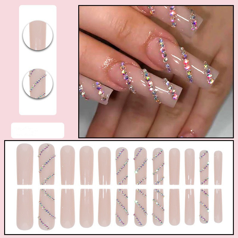 Acrylic nail set with sparkling rhinestone accents Kalsten