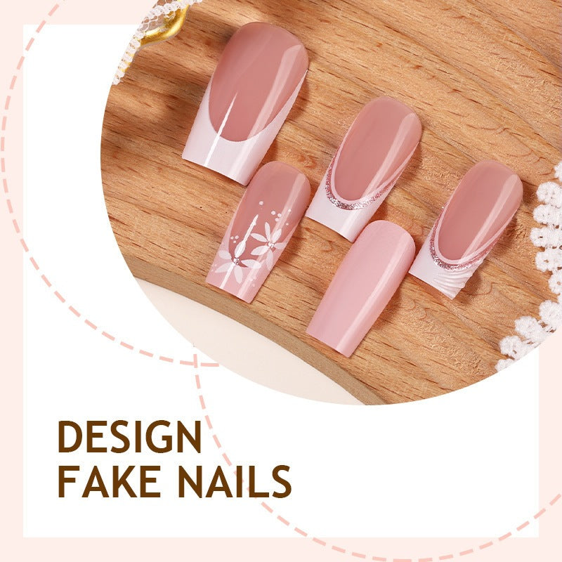 Acrylic nail set with elegant flower design and shine Kalsten
