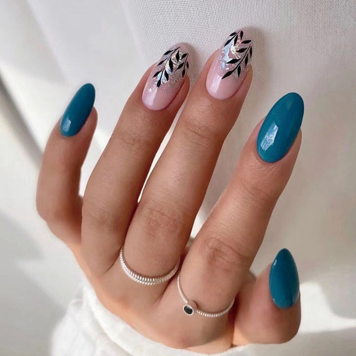 Elegant Nail Art with Floral Accent and Metallic Details Kalsten