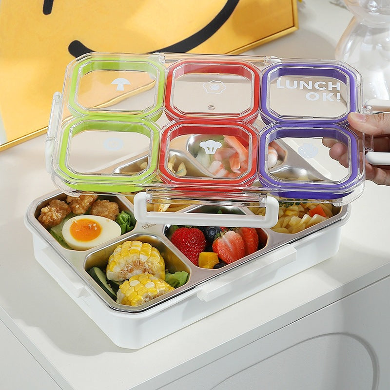 Multi-Section Food Storage Bento Box with Smart Locking Mechanism