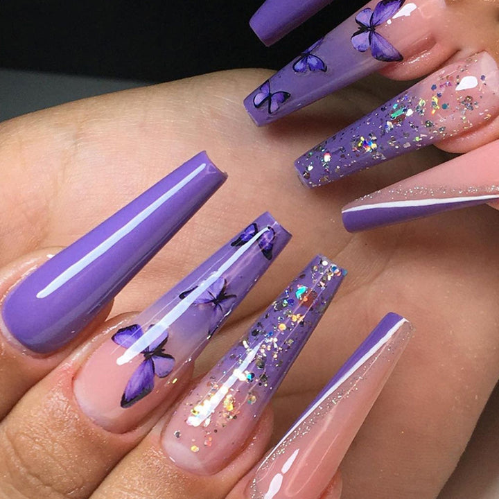 Artistic Butterfly-Embellished Press-On Nail Tips Kalsten