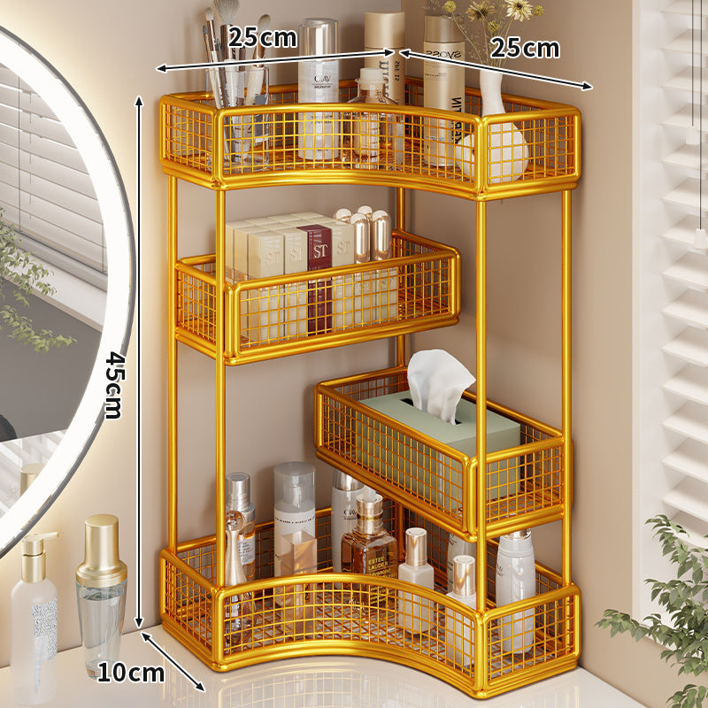 Three Tier Corner Mesh Metal Bathroom Shelf Organizer