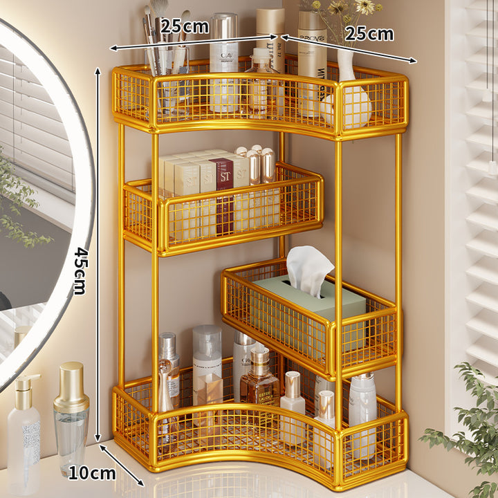 Three Tier Corner Mesh Metal Bathroom Shelf Organizer