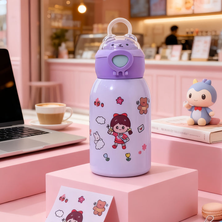 Women's insulated drinking bottle with planet-shaped stickers Kalsten