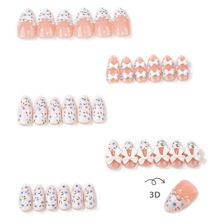 Artistic Floral and Bow Press-On Nail Set