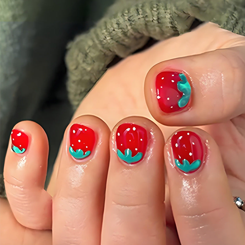 Nail art set with cheerful strawberry designs Kalsten