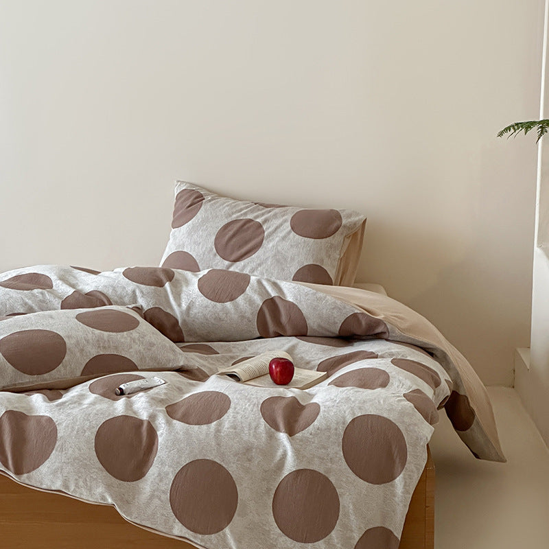 Bedding set made of cotton-linen with oversized polka dot pattern