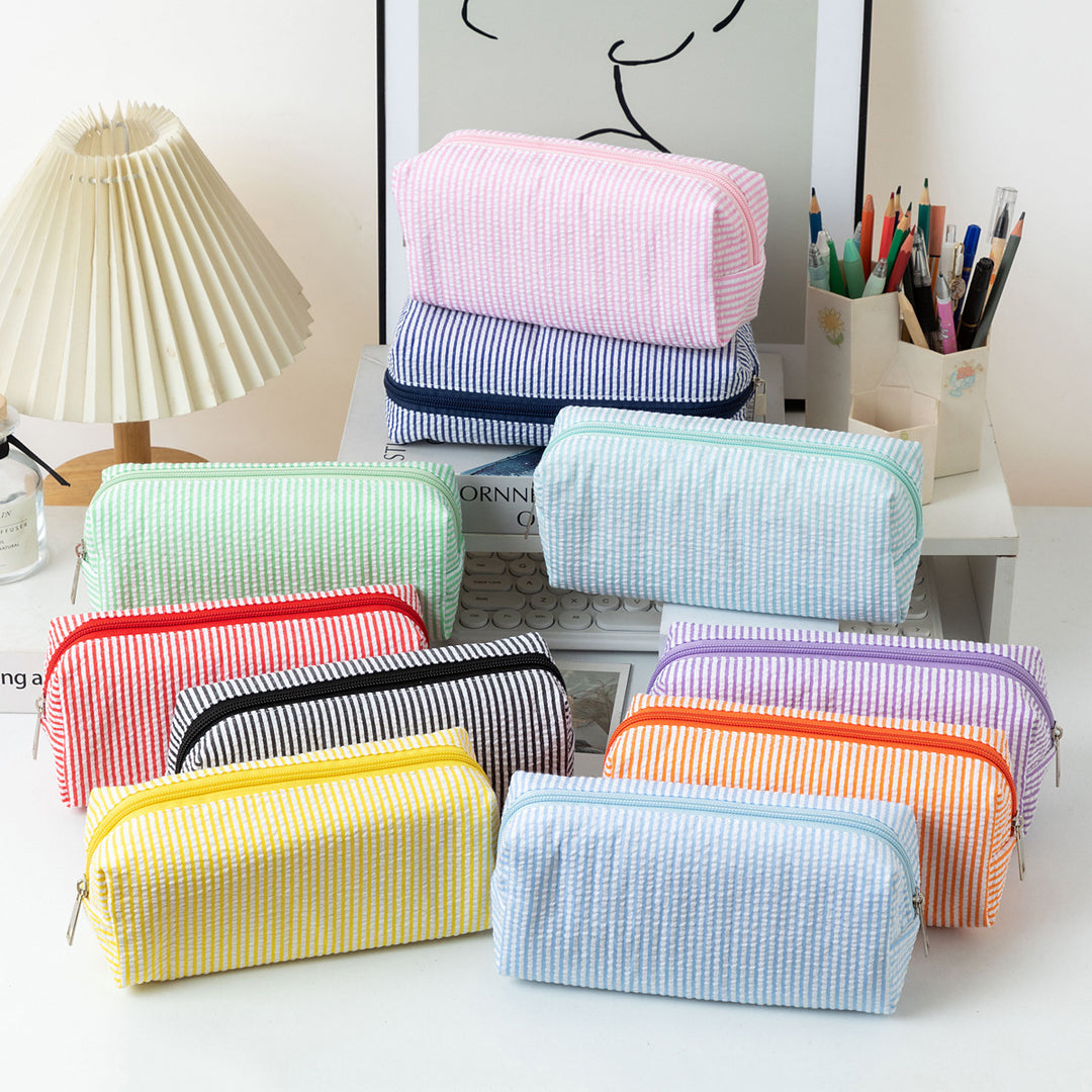 Striped Zippered Pencil Case Bag Kalsten