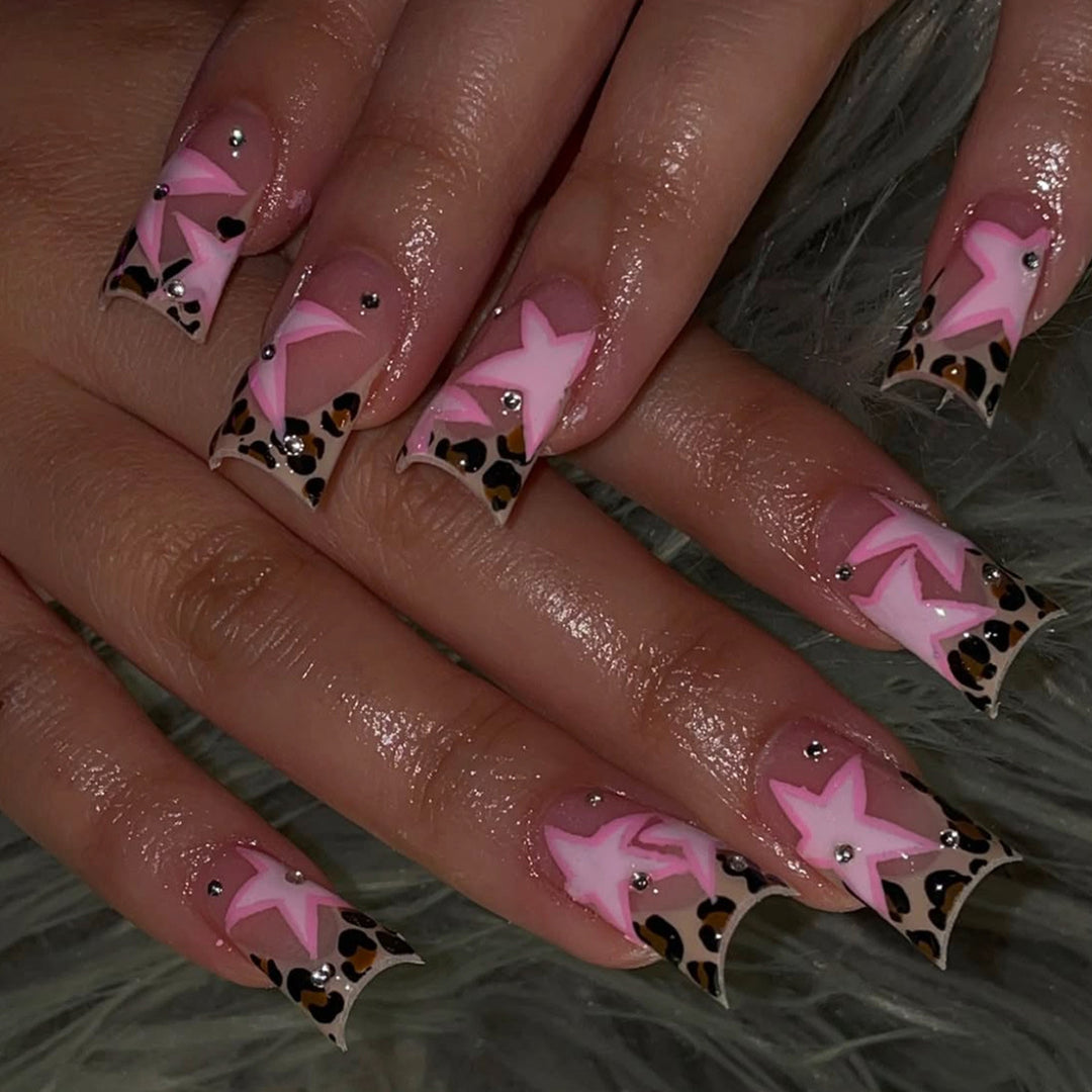 Glamorous Star-Accented Press-On Nail Art Kalsten