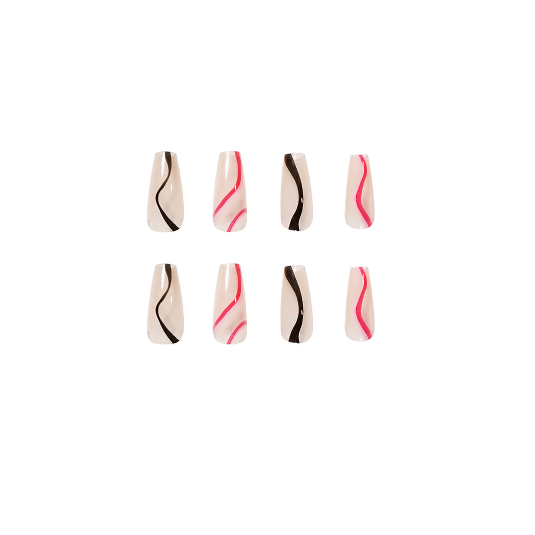 Trendy Artificial Nails with Wave Design Kalsten