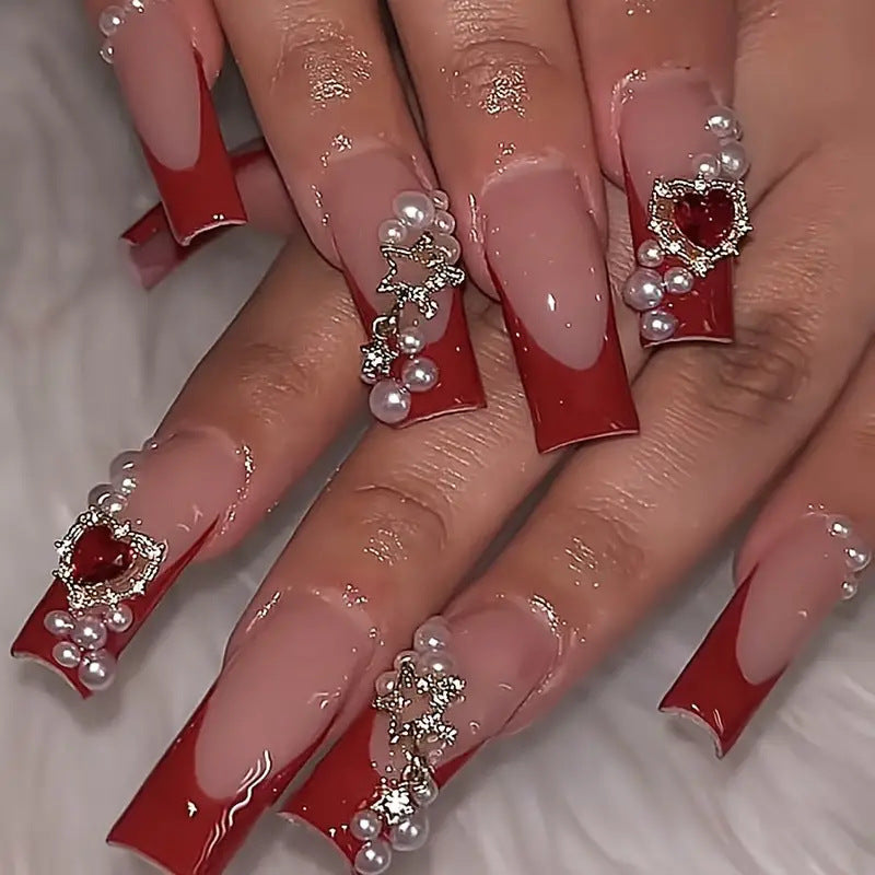 Artistic Press-On Nail Extensions with Decorative Elements Kalsten