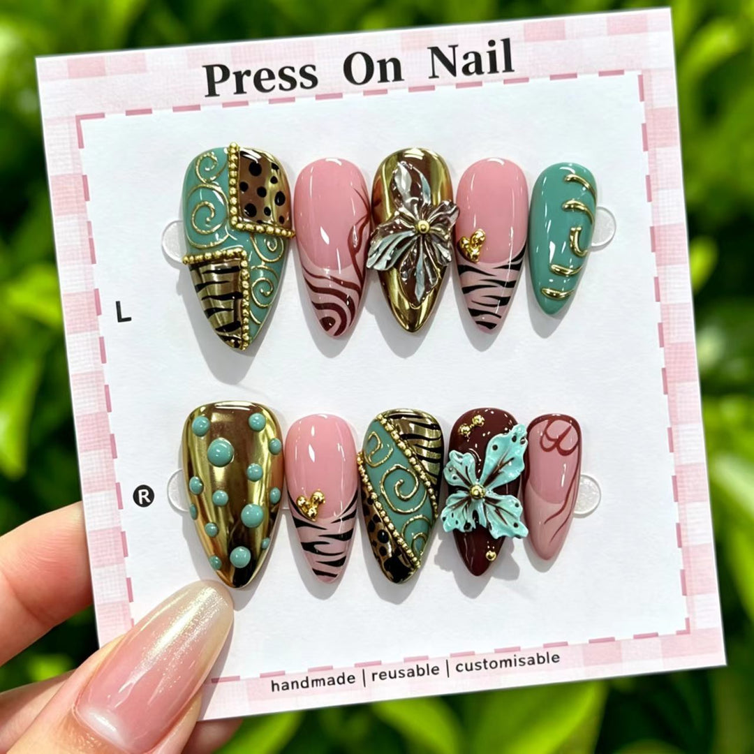 Artistic Cherry-Inspired Press-On Nails