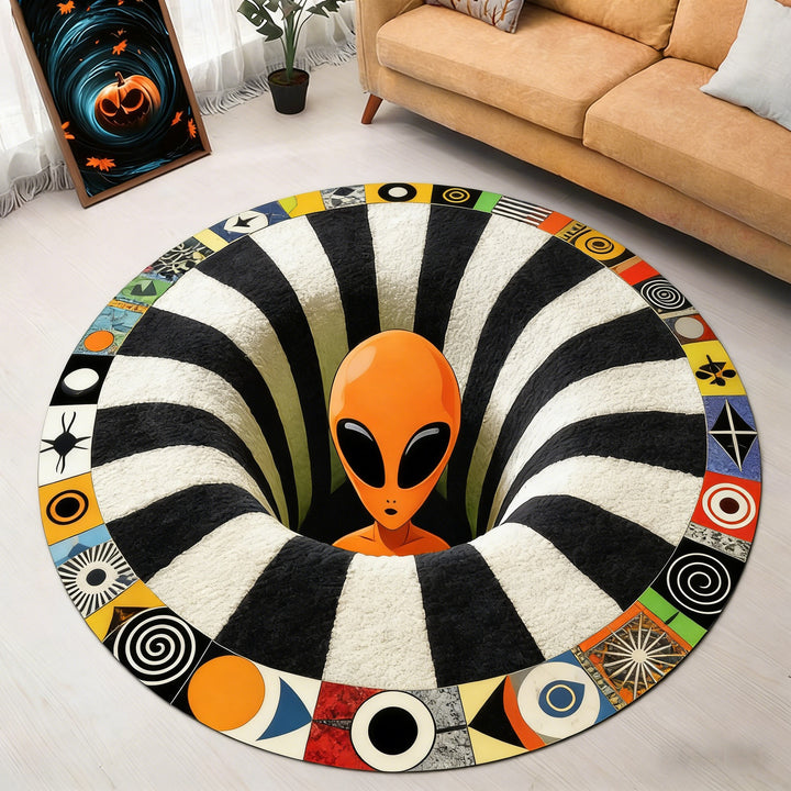 Alien-Themed 3D Illusion Area Rug