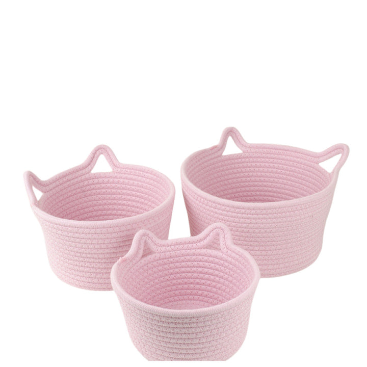 Women's Round Woven Storage Basket with Practical Handles Kalsten