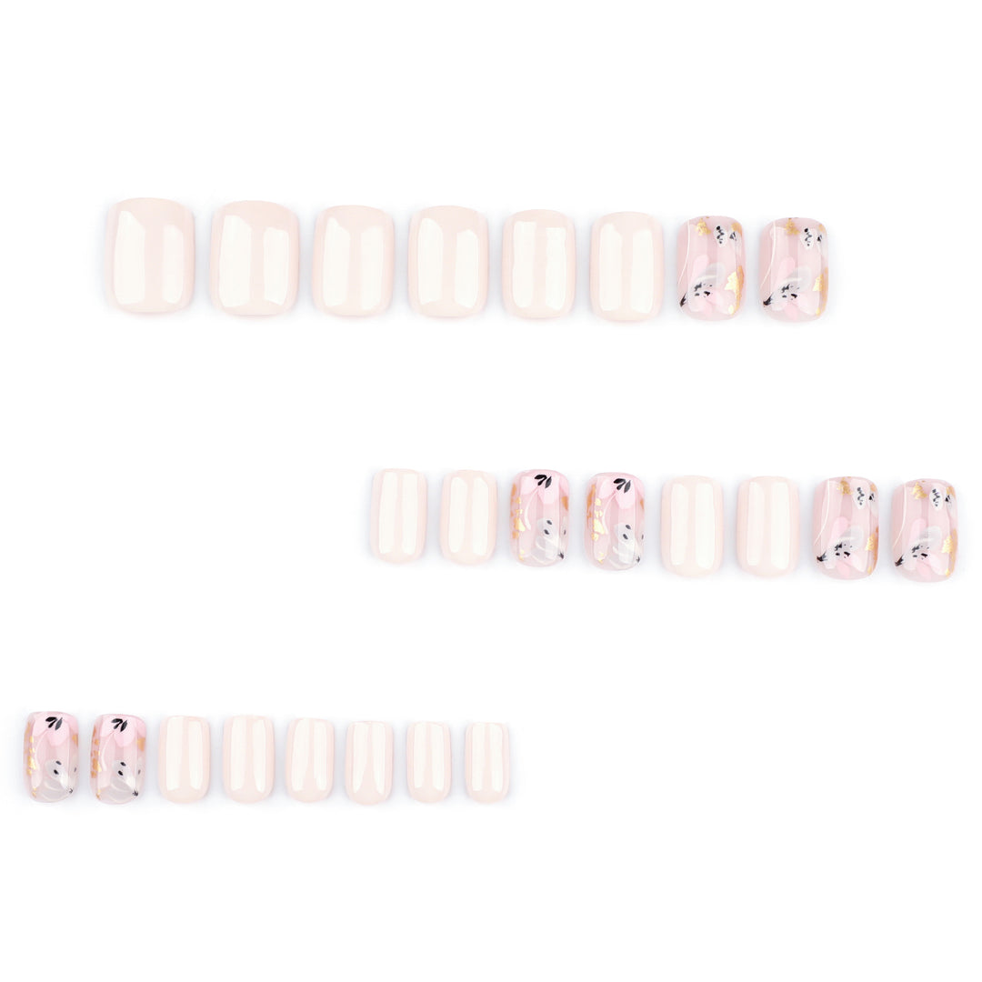 Elegant Artificial Nail Design with Floral Accents Kalsten