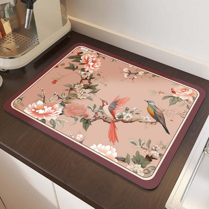 Floral Pattern Kitchen Drain Mat Kalsten