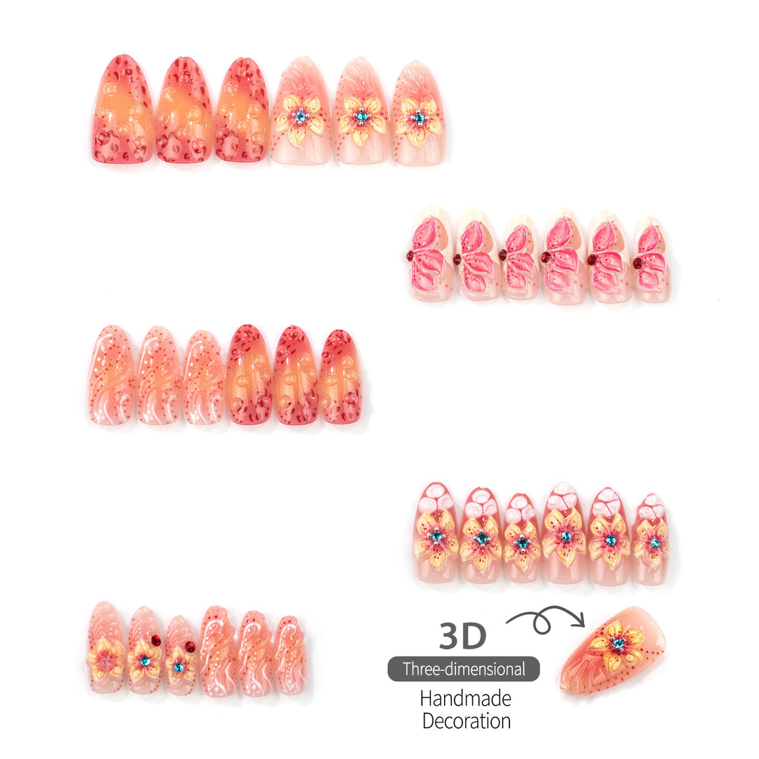 Floral Decorative Press-On Nail Art