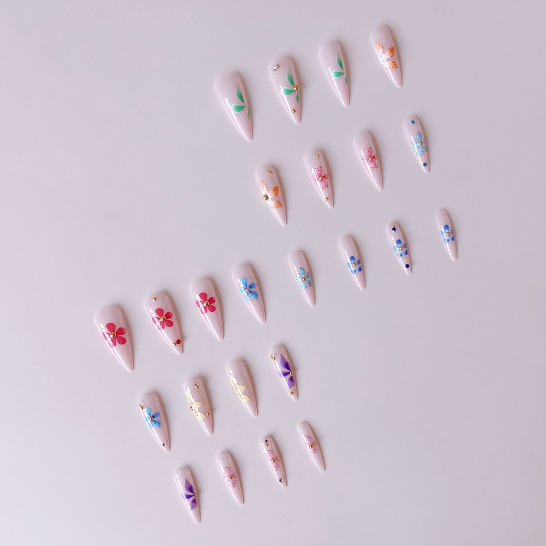 Artificial nail tips with floral decorations Kalsten
