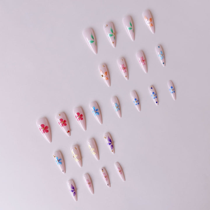 Artificial nail tips with floral decorations Kalsten