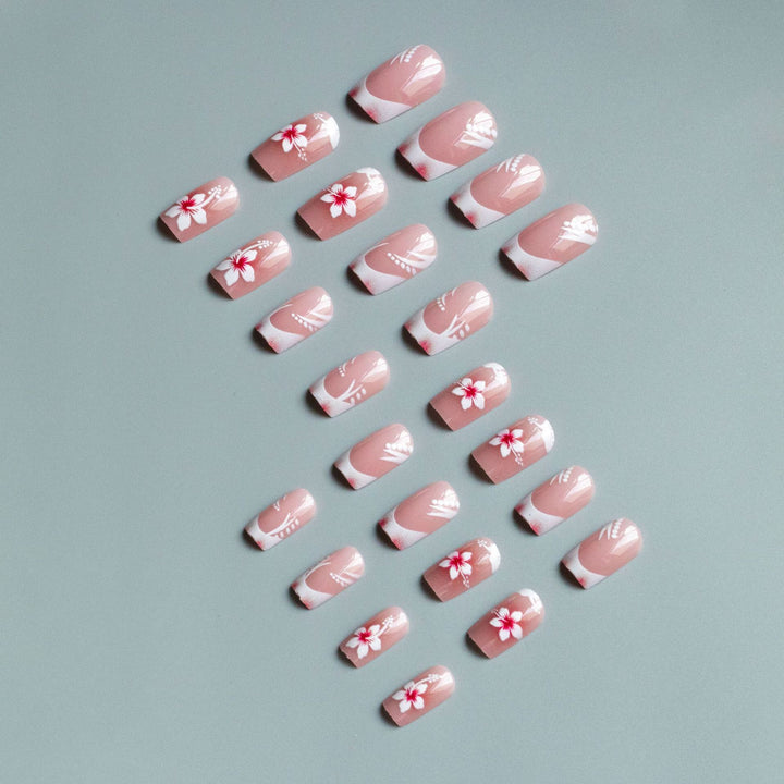 Floral French Tip Nail Art Set