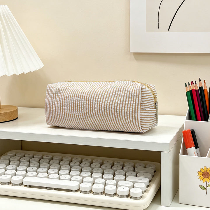 Striped Zippered Pencil Case Bag Kalsten
