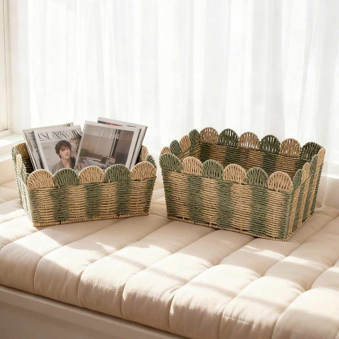 Decorative storage basket made of woven material Kalsten