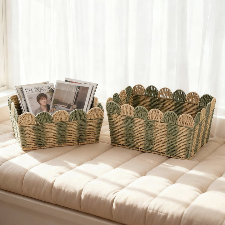 Decorative storage basket made of woven material Kalsten