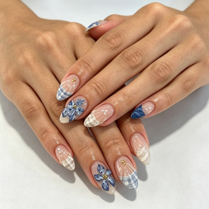 Artistic Floral Accent Press-On Nails Kalsten