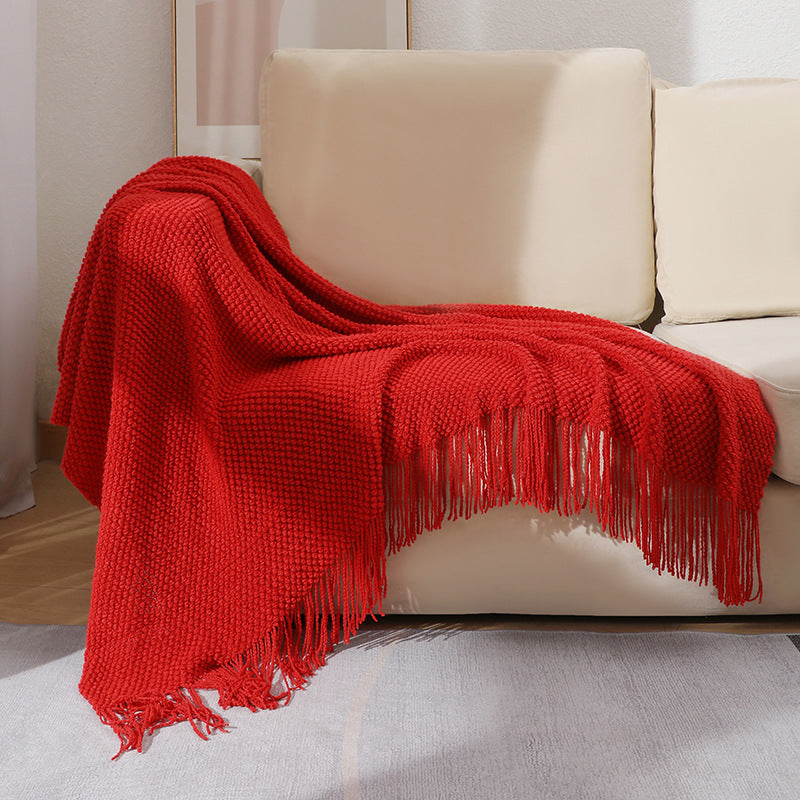 Textured Fringe Throw Blanket Kalsten