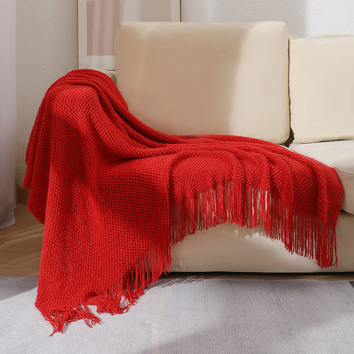 Textured Fringe Throw Blanket Kalsten