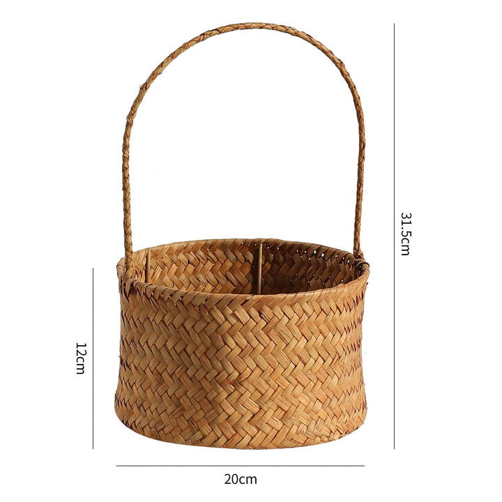 Handwoven Natural Fiber Storage Basket with Double Divider Kalsten