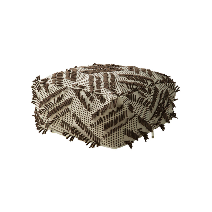 Floor cushion pouf with structured fringe surface Kalsten