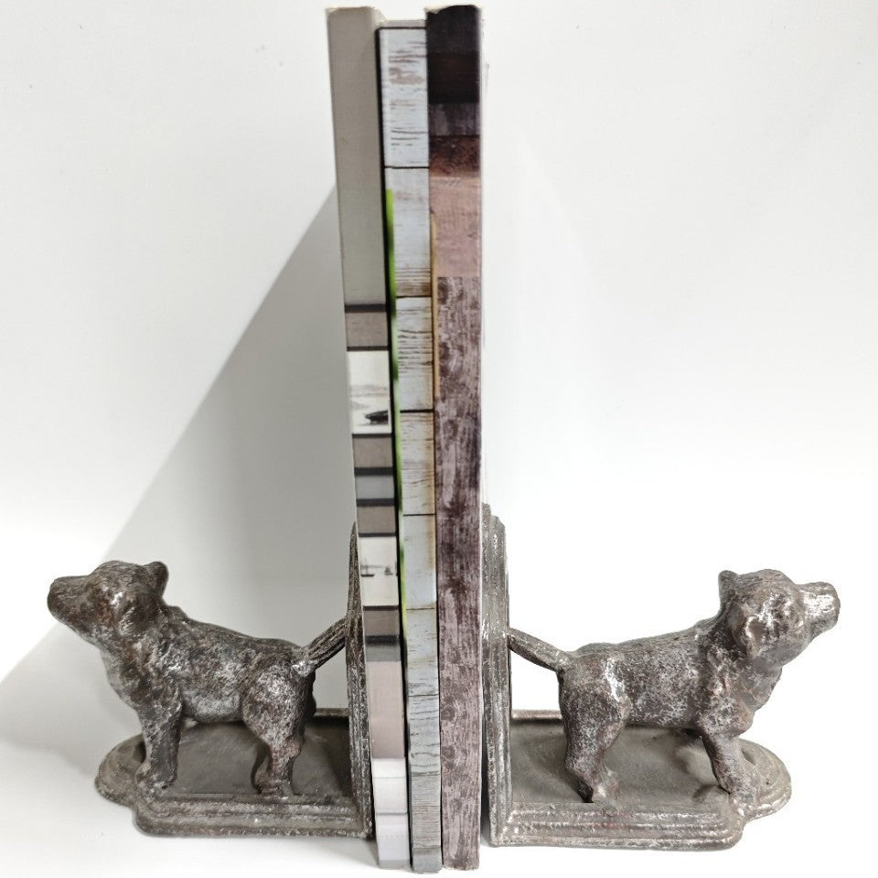 Rustic Dog Figurine Bookends