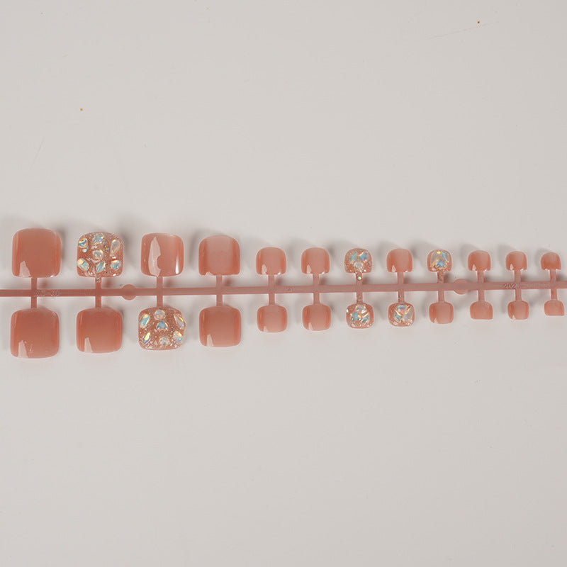 Elegant Press-On Nail Art Set with Gem Accents