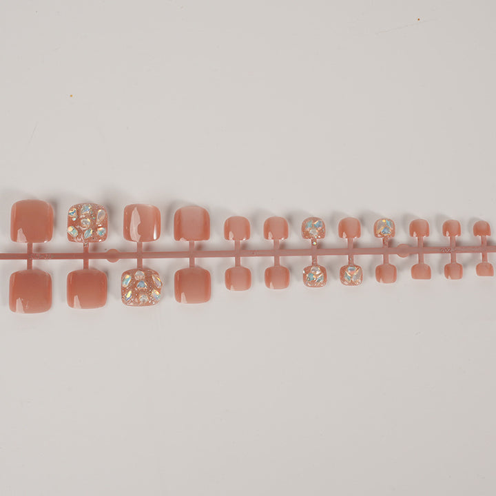 Elegant Press-On Nail Art Set with Gem Accents