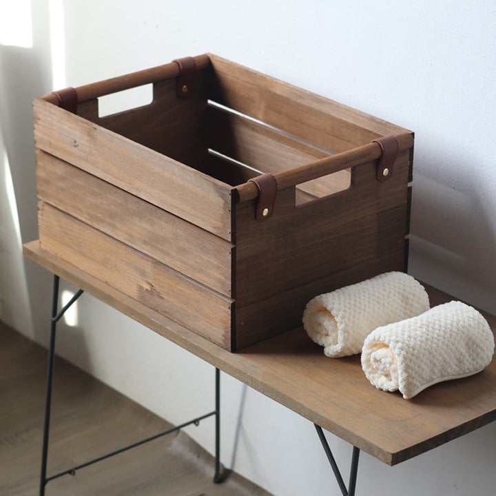 Robust storage basket made of wood Kalsten