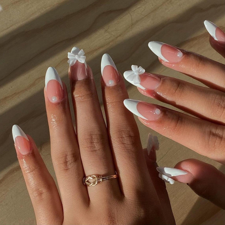 Artificial nail set with elegant 3D flowers and sparkling accents Kalsten