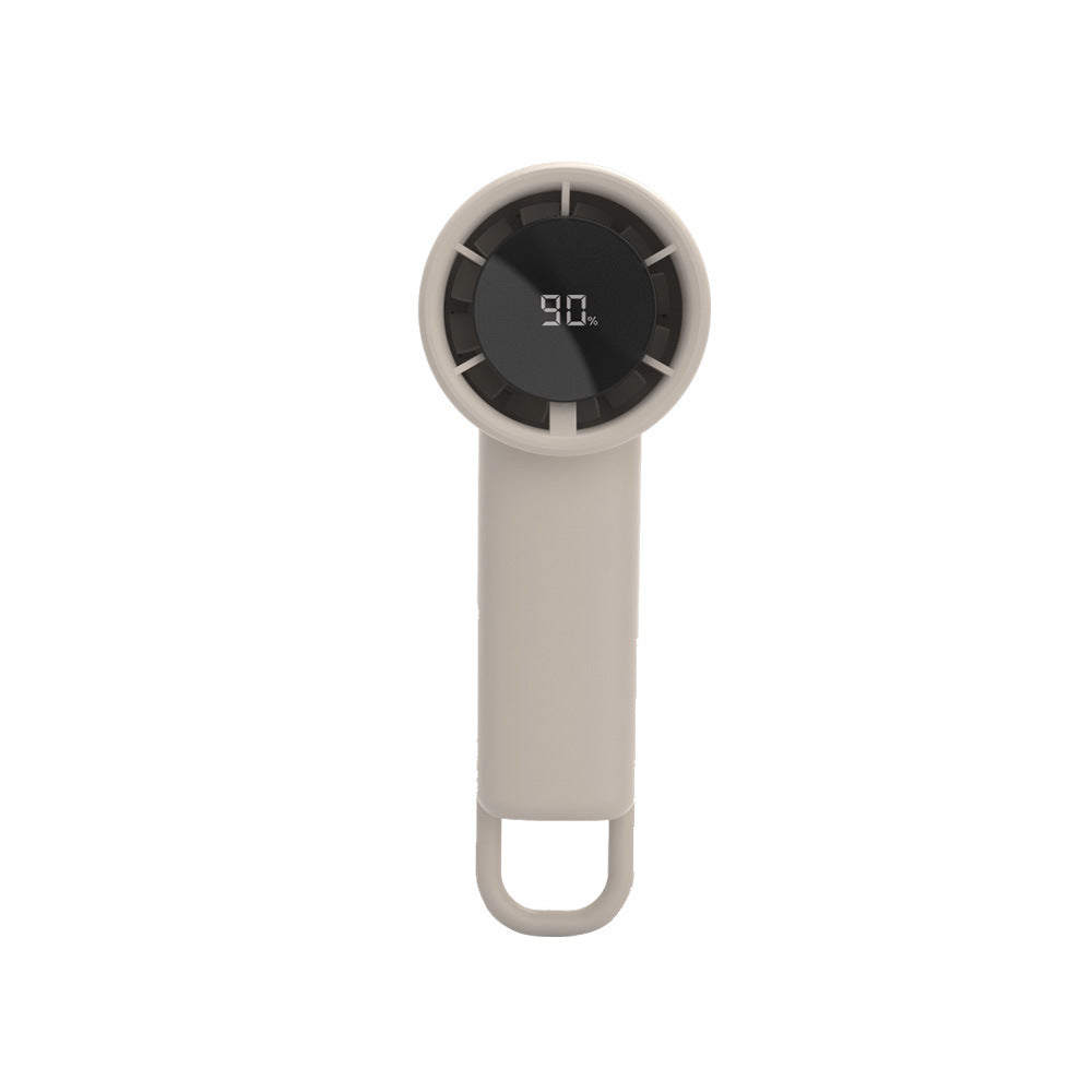 Unisex portable mini hand fan with digital battery display, quiet DC motor, and hanging loop Kalsten