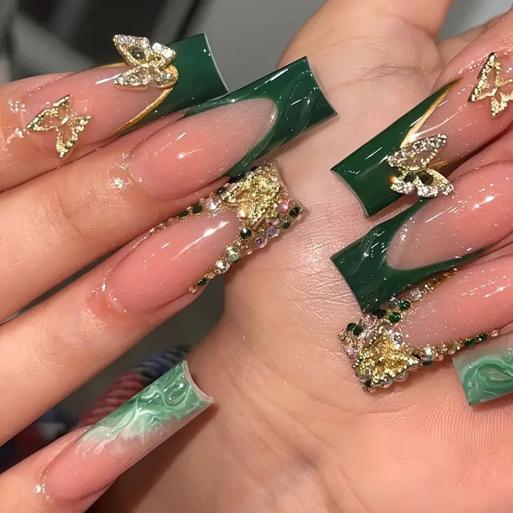 Artistic Marble Effect Press-On Nail Extensions Kalsten