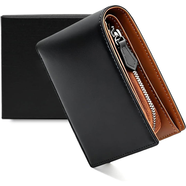 Premium Leather Wallet with Zippered Coin Pocket Kalsten