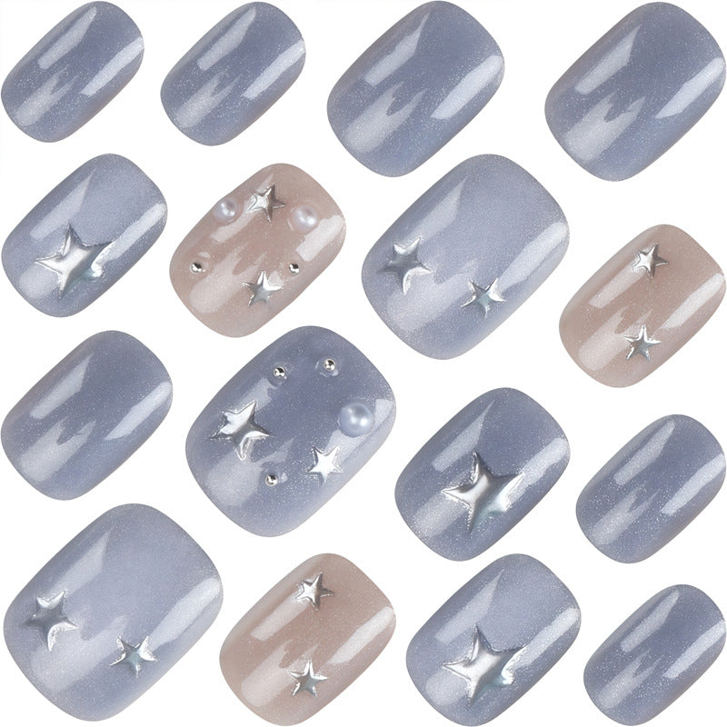 Artistic Press-On Nail Set with Celestial Theme Kalsten