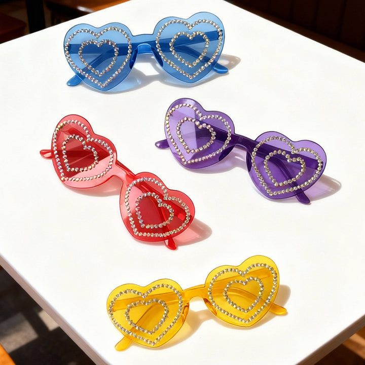 Rhinestone-Embellished Heart-Shaped Sunglasses Kalsten 1787141238