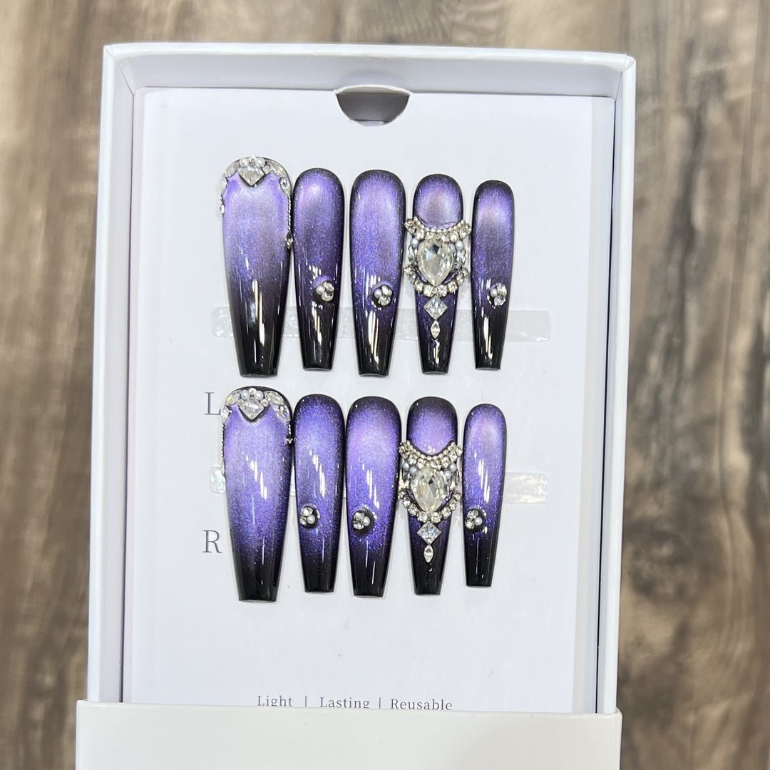 Decorative Press-On Nail Art Set with Gemstone Accents Kalsten