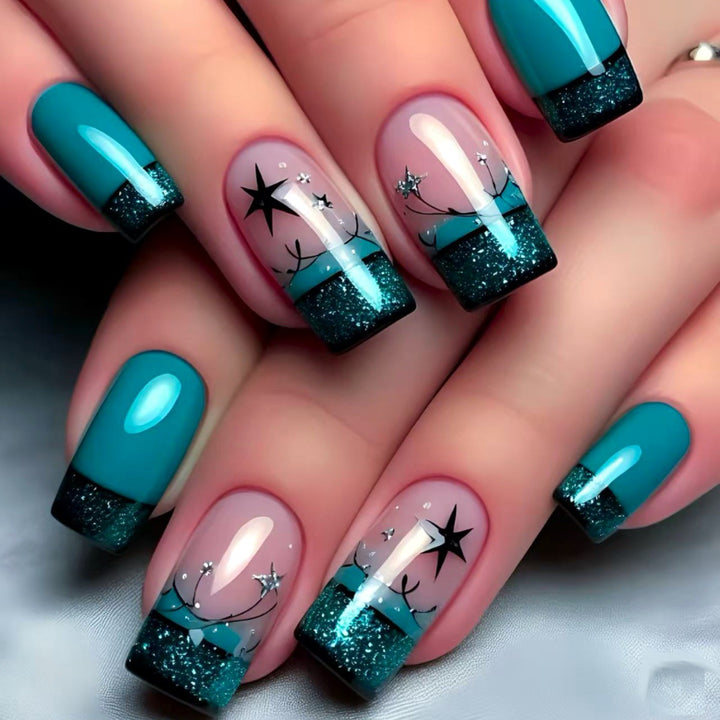 Decorative Glittery Star-Accented Press-On Nail Set Kalsten