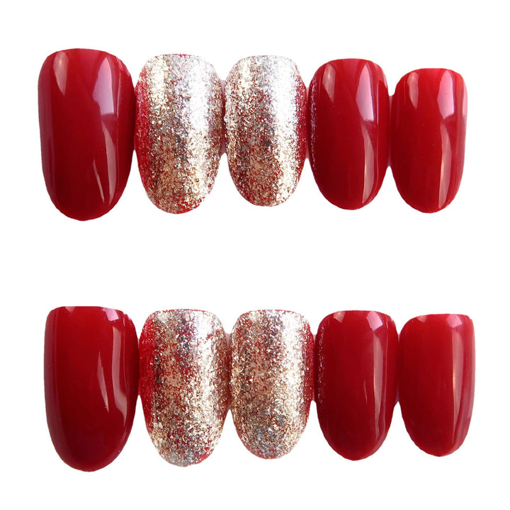Glamorous Press-On Nail Set with Sparkling Accent Kalsten